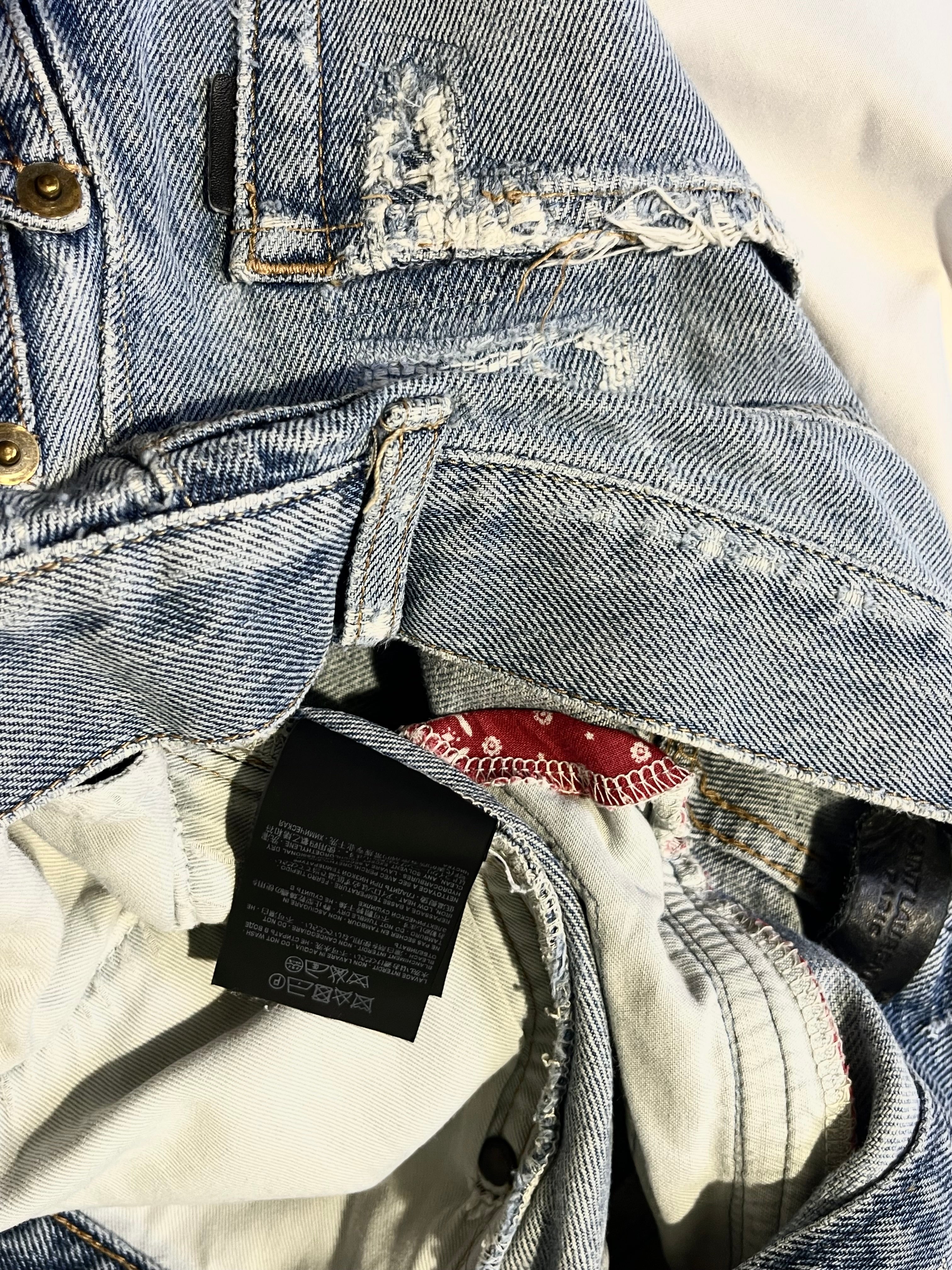 SAINT LAURENT FW19 D18 PAISLEY BANDANA DENIM BY ANTHONY VACCARELLO IN W32