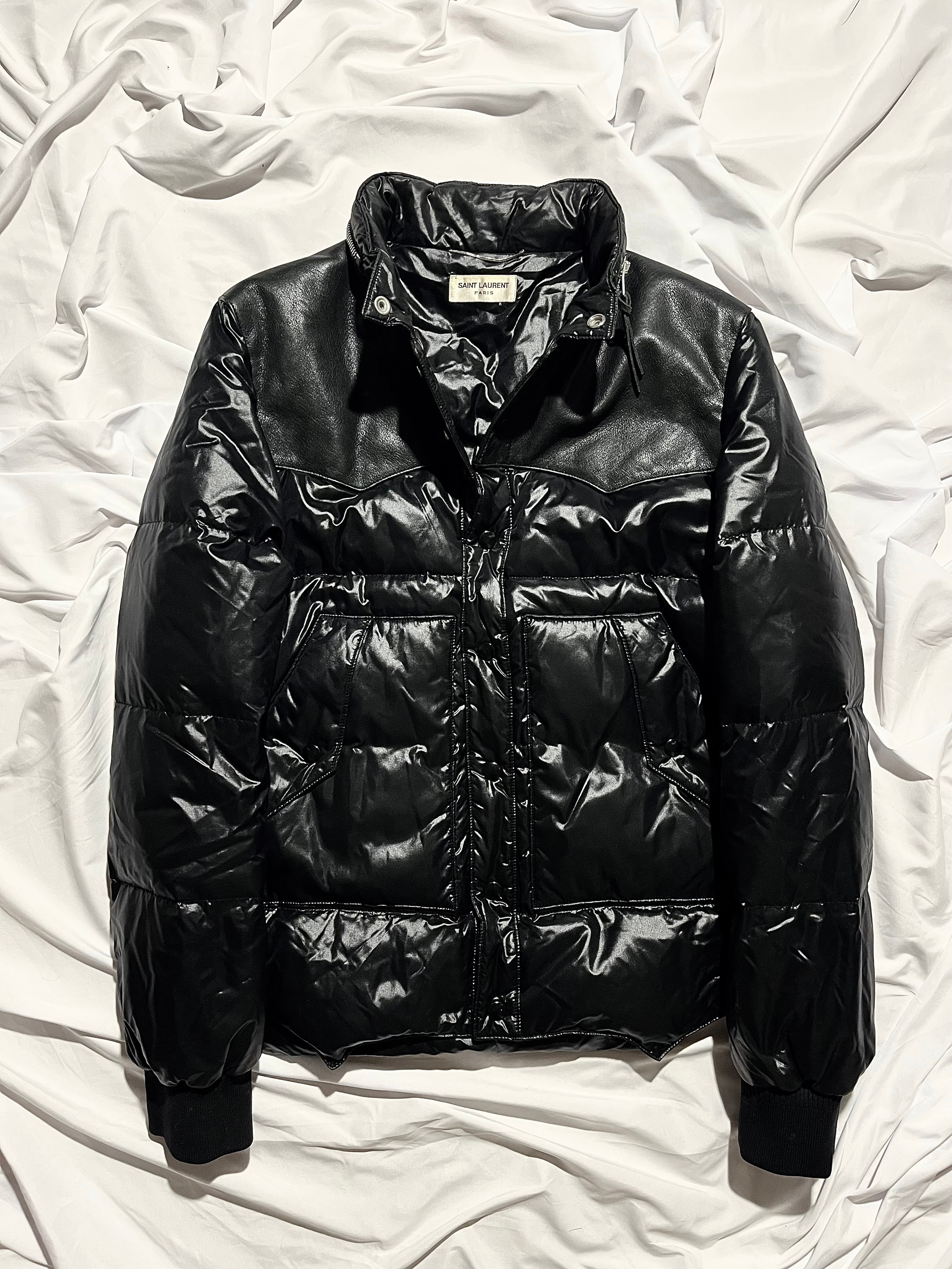SAINT LAURENT PARIS FW13 GLOSSY LEATHER PUFFER BY HEDI SLIMANE IN 48