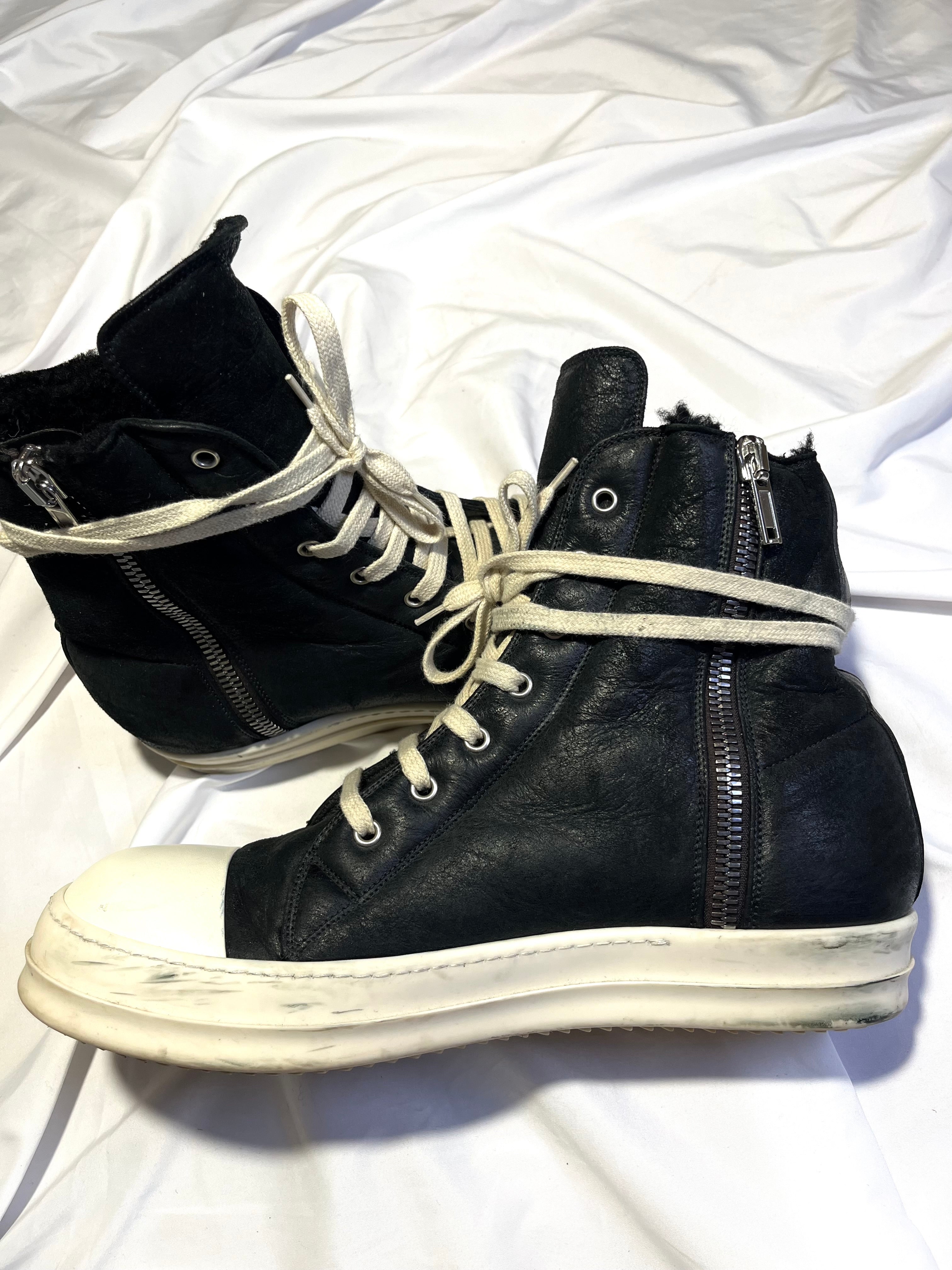 RICK OWENS FW17 'WALRUS' SHEARLING RAMONES HI-TOP