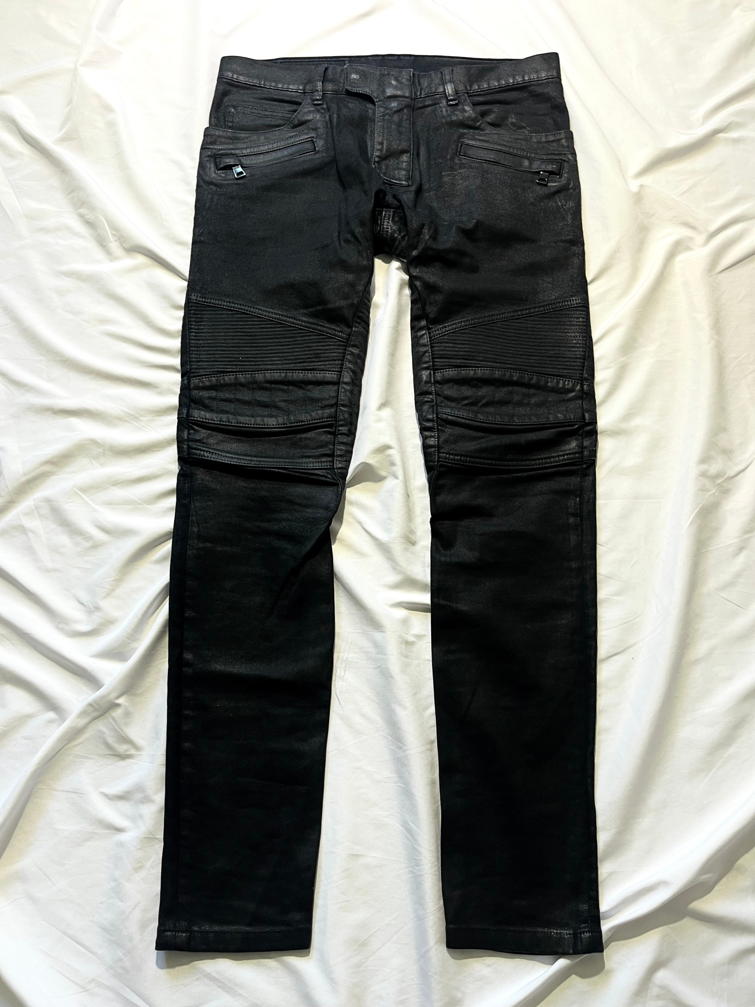 BALMAIN FW14 WAXED BIKER DENIM BY OLIVIER ROUSTEING