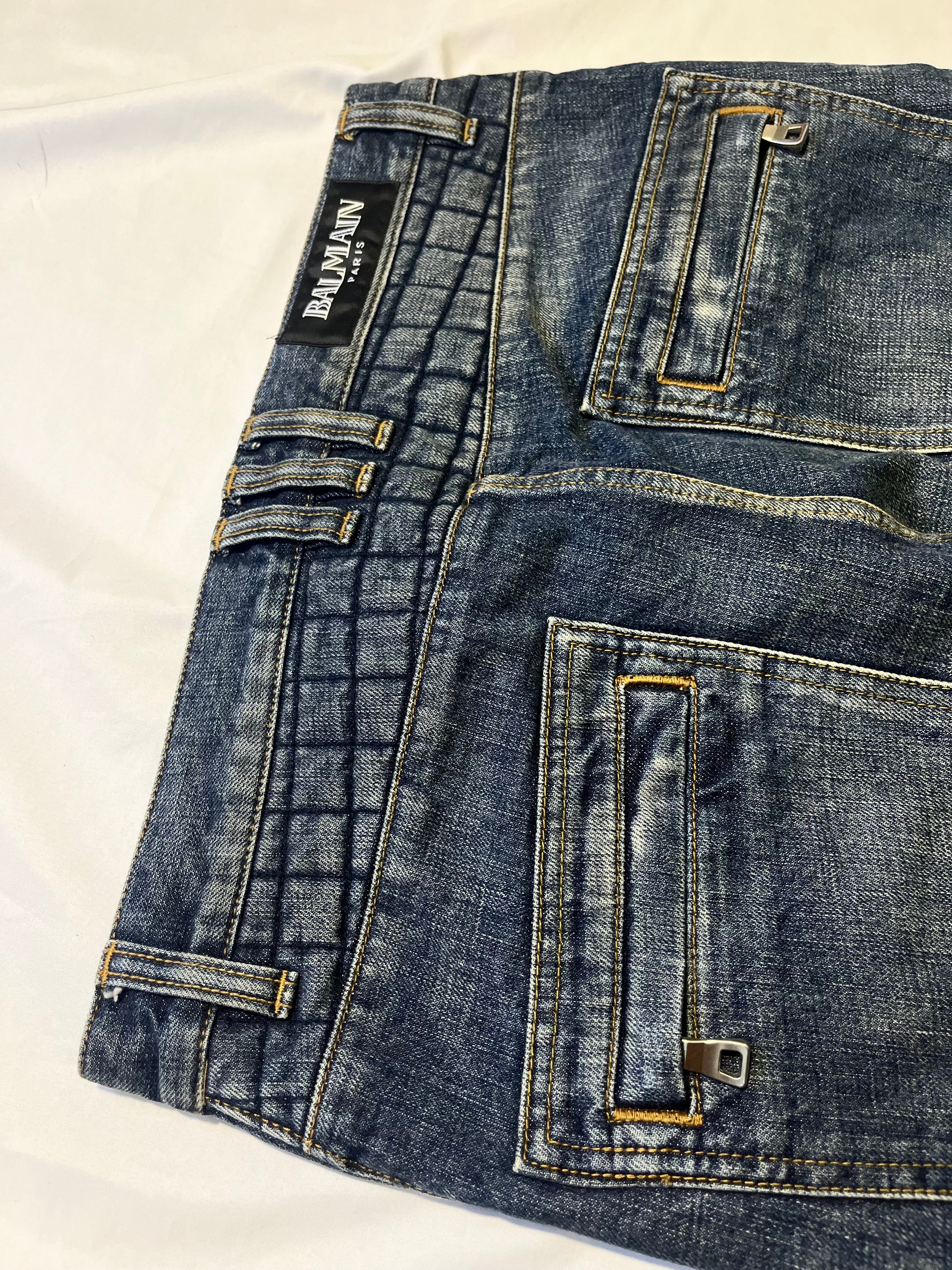 BALMAIN FW12 QUILTED SQUARE PADDED BIKER DENIM BY OLIVIER ROUSTEING