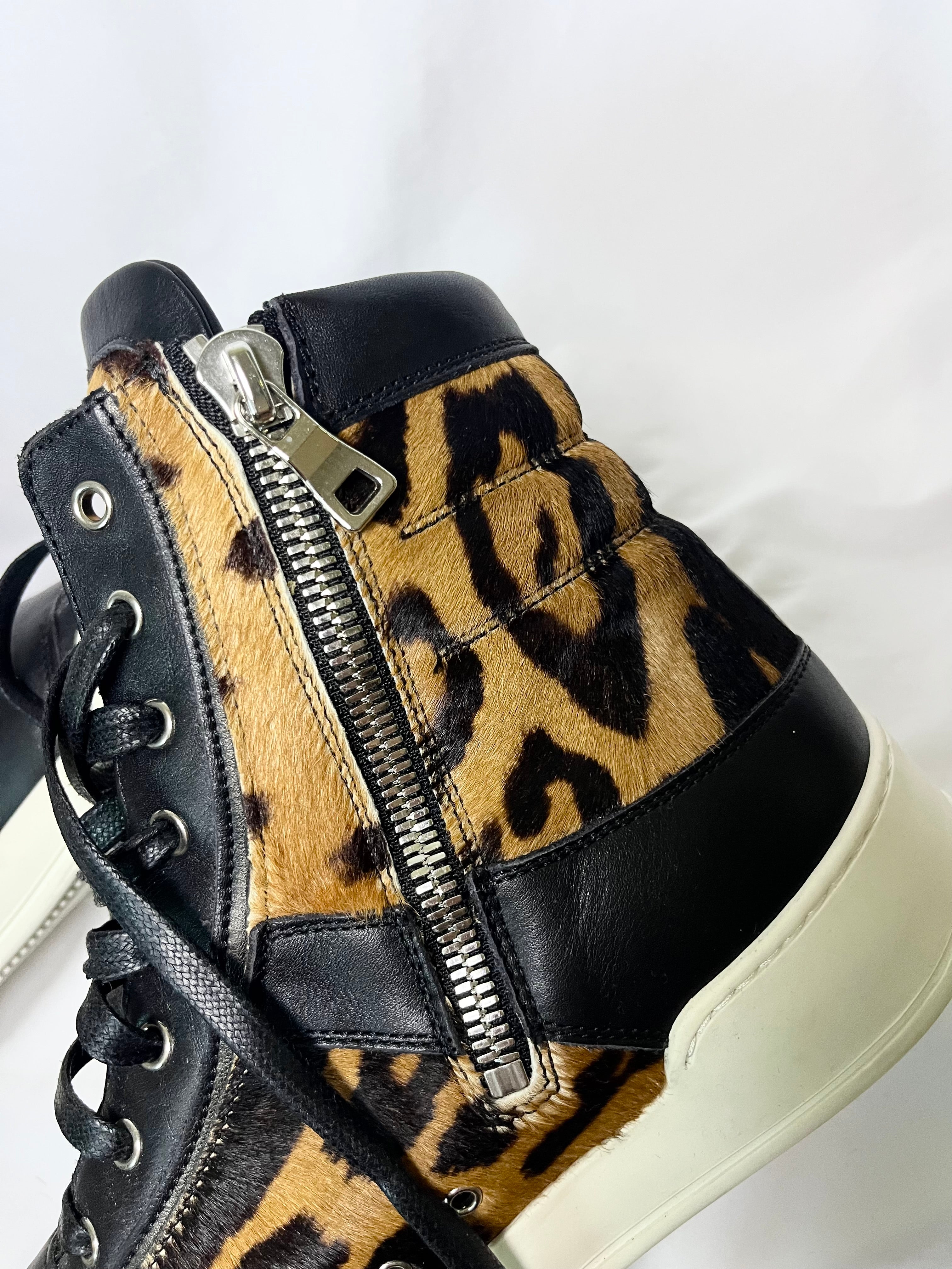 BALMAIN CHEETAH PRINT FUR DUNKS IN SIZE 42 BY OLIVIER ROUSTEING